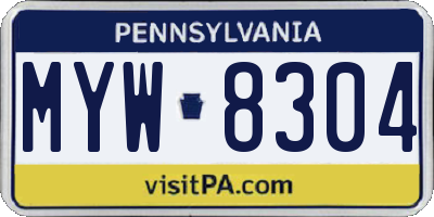 PA license plate MYW8304