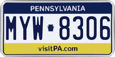 PA license plate MYW8306