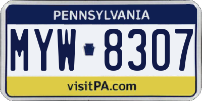 PA license plate MYW8307