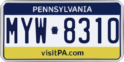 PA license plate MYW8310