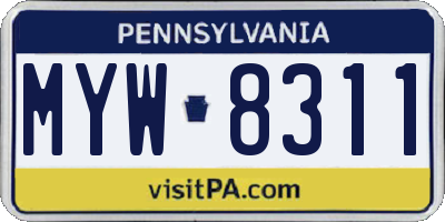 PA license plate MYW8311