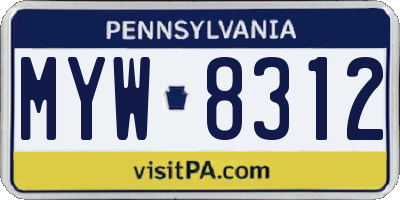 PA license plate MYW8312