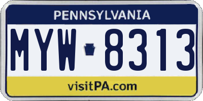 PA license plate MYW8313