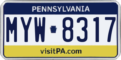 PA license plate MYW8317