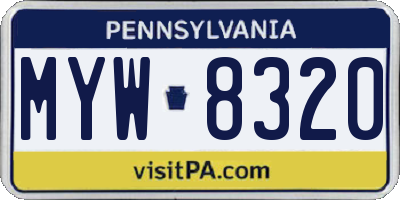 PA license plate MYW8320