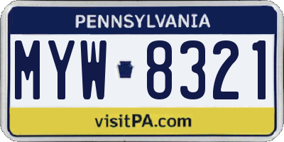 PA license plate MYW8321