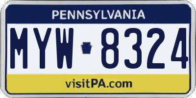 PA license plate MYW8324
