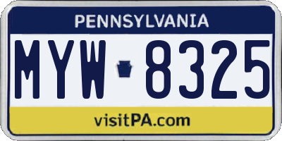 PA license plate MYW8325
