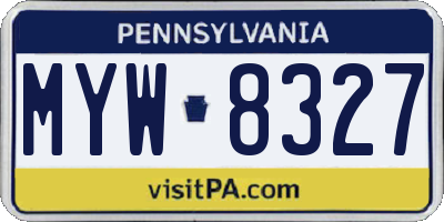 PA license plate MYW8327