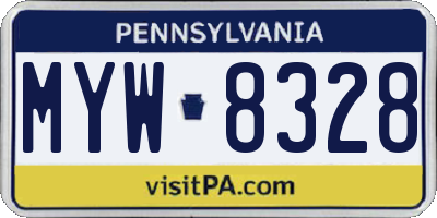 PA license plate MYW8328