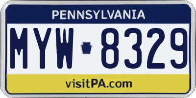PA license plate MYW8329