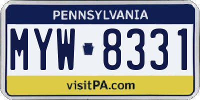 PA license plate MYW8331