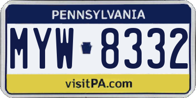 PA license plate MYW8332