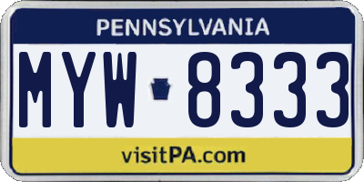 PA license plate MYW8333