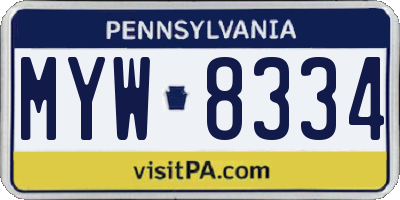 PA license plate MYW8334