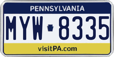 PA license plate MYW8335