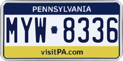 PA license plate MYW8336