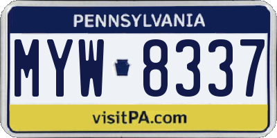 PA license plate MYW8337