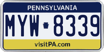 PA license plate MYW8339