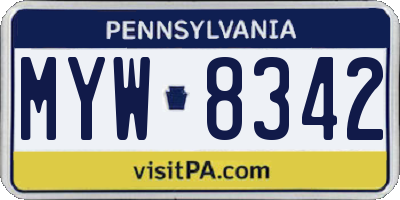 PA license plate MYW8342
