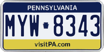 PA license plate MYW8343