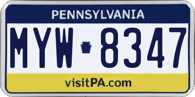 PA license plate MYW8347
