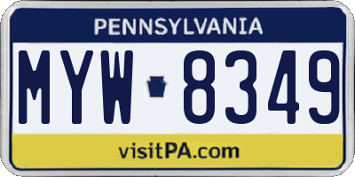PA license plate MYW8349