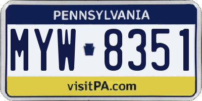 PA license plate MYW8351