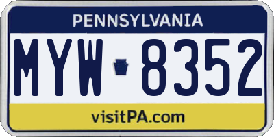 PA license plate MYW8352