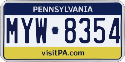PA license plate MYW8354
