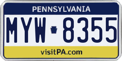 PA license plate MYW8355