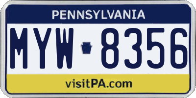 PA license plate MYW8356