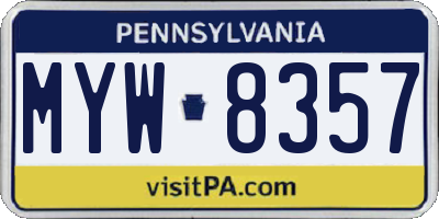 PA license plate MYW8357