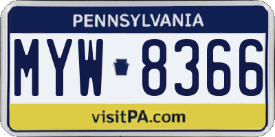 PA license plate MYW8366