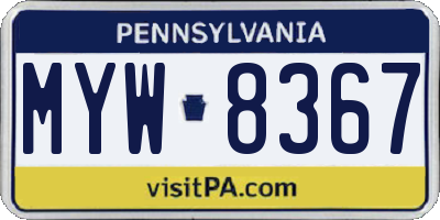 PA license plate MYW8367
