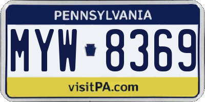 PA license plate MYW8369