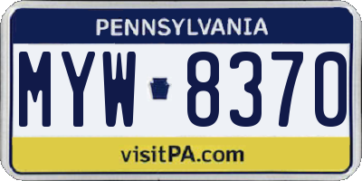 PA license plate MYW8370