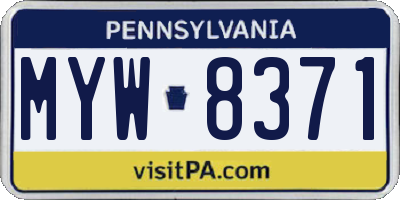 PA license plate MYW8371