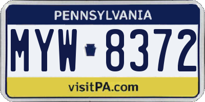 PA license plate MYW8372