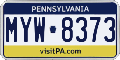 PA license plate MYW8373
