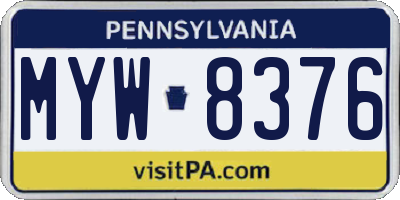 PA license plate MYW8376