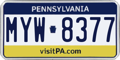 PA license plate MYW8377