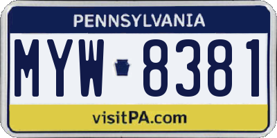 PA license plate MYW8381