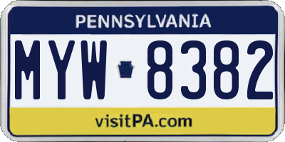 PA license plate MYW8382