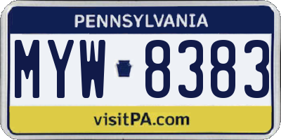 PA license plate MYW8383