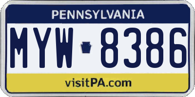 PA license plate MYW8386
