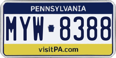 PA license plate MYW8388