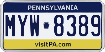 PA license plate MYW8389