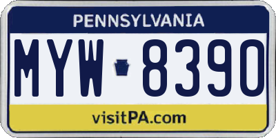 PA license plate MYW8390