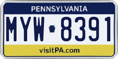 PA license plate MYW8391
